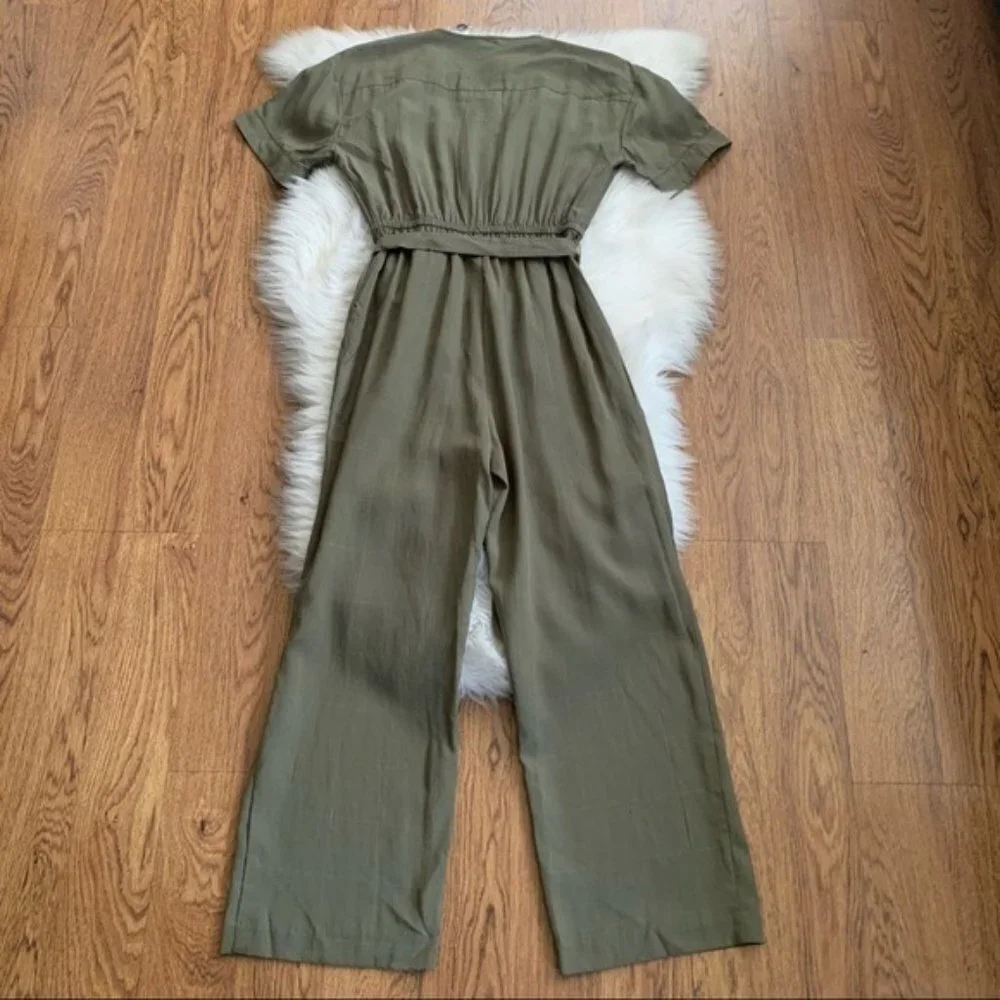 Madewell Green Short Sleeve Belted Jumpsuit Sz XS